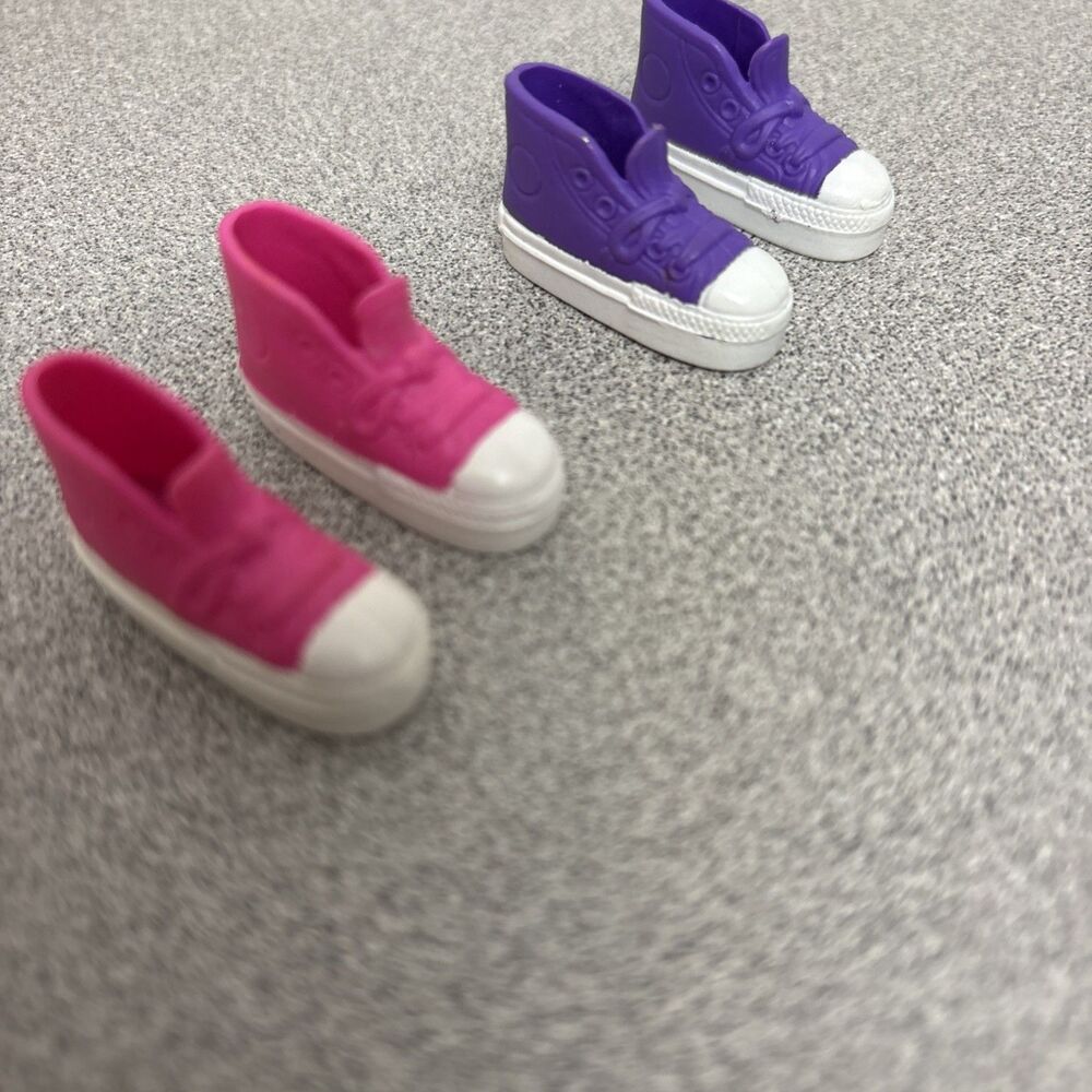 Vintage Barbie Teen Skipper High Top Sneakers Shoes, Lot Of 2, Fuisha And Purple